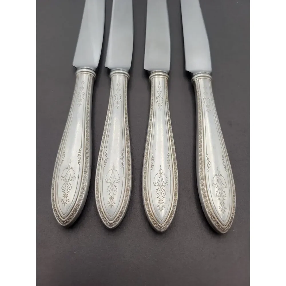1847 Rogers Bros ARGOSY Set 4 Dinner Knives Silver Plate 1926 Flatware